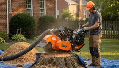 Professional stump grinding equipment removing tree stumps in Allentown, PA