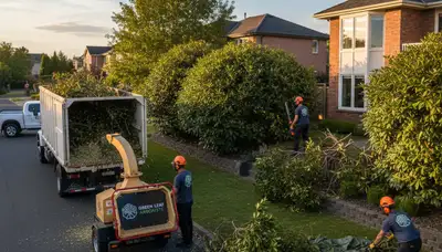 Professional shrub removal service in Allentown PA safely clearing overgrown bushes and yard debris