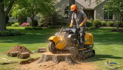 Professional stump grinding service removing tree stumps in Macungie, PA near Allentown tree experts