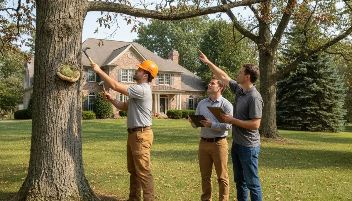 Certified arborist performing tree health assessment for homeowners in Coplay, near Allentown, PA