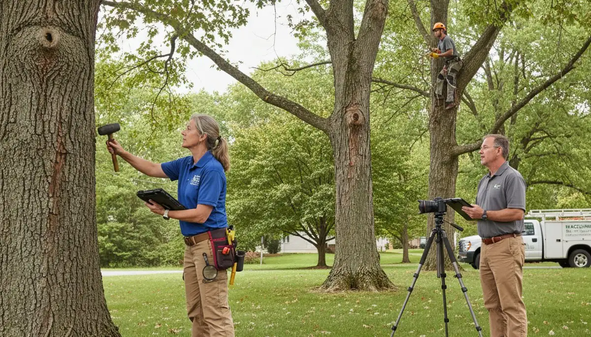 Certified arborist performing tree health assessment in Macungie near Allentown, PA tree removal service