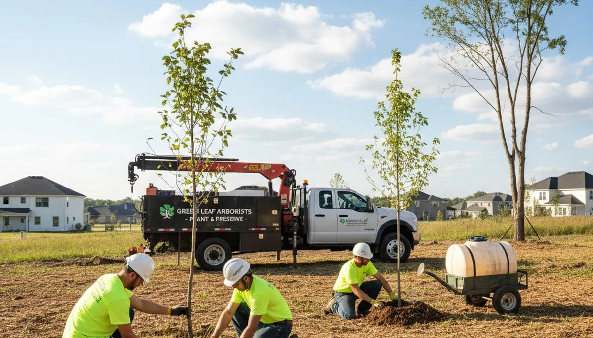 Arborists planting new trees in Allentown, PA for Chop Chop Tree professional tree service