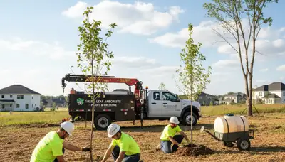 Arborists planting new trees in Allentown, PA for Chop Chop Tree professional tree service