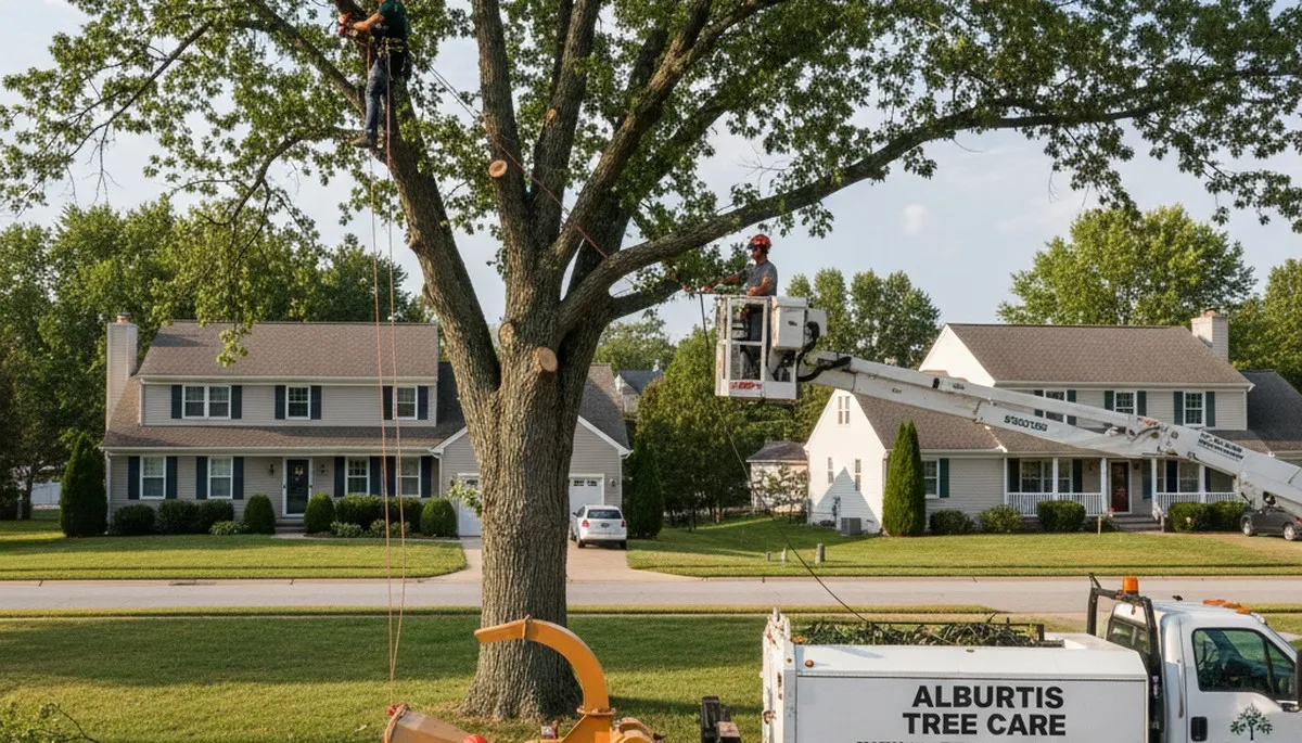 Professional tree removal service in Allentown PA by certified arborists removing large oak tree
