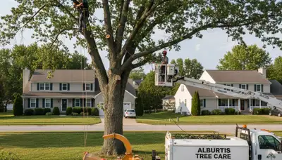 Professional tree removal service in Allentown PA by certified arborists removing large oak tree