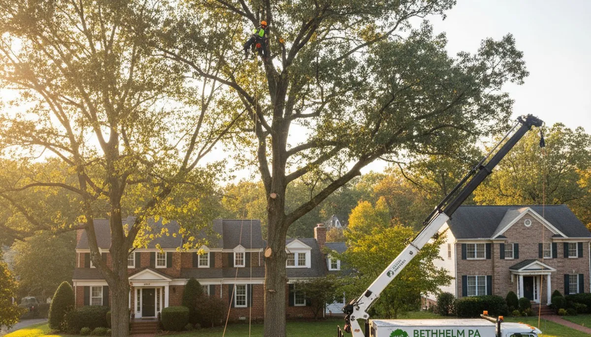 Professional tree removal service in Allentown PA clearing large oak safely
