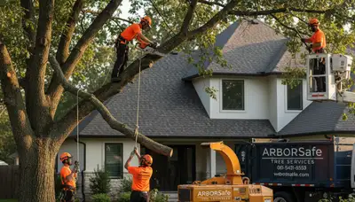 Arborist trimming oak tree in Allentown, PA for safe, professional tree care and crown maintenance