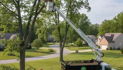 Professional tree removal service team in Allentown PA safely cutting and clearing large trees