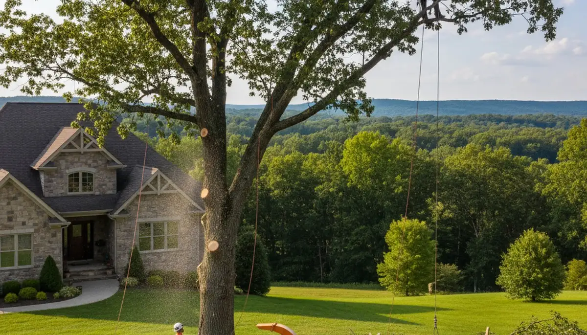 Professional tree removal service in Allentown PA safely clearing large oak trees
