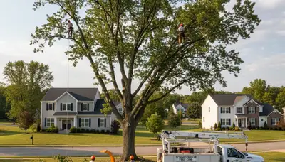 Professional tree removal service in Allentown PA clearing large oak safely