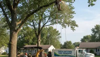 Professional tree removal service in Allentown PA safely cutting and clearing large residential trees